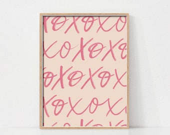 XOXO Print, Printable Wall Art, Pink Wall Art, Girls Valentine Room decor, Valentine Mantel Decor, Pink Nursery Print, Valentine's Day Print
