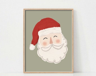 Santa Wall Art, Printable Wall Art, Boho Christmas Art, Santa Claus Print, Holiday Home Decor, Christmas Printables, Santa Decor, Winter Art