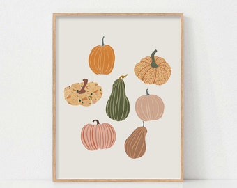 Autumn Pumpkin Wall Art, Autumn Art, Boho Prints, Printable Wall Art, Halloween Pumpkin Print, Fall Pumpkin Print, Cute Pumpkin Wall Art