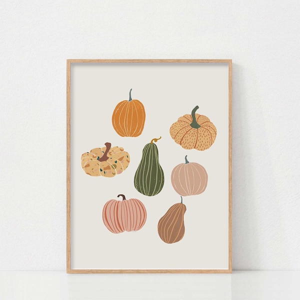 Autumn Pumpkin Wall Art, Autumn Art, Boho Prints, Printable Wall Art, Halloween Pumpkin Print, Fall Pumpkin Print, Cute Pumpkin Wall Art