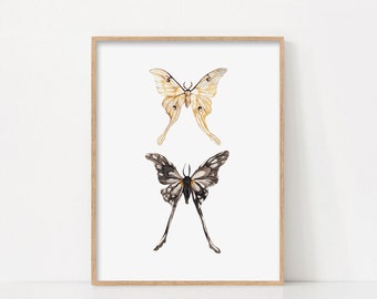 Butterfly Print, Watercolor Butterfly Poster, Printable Wall Art, Neutral Prints, Scandinavian Wall Print, Neutral Colors, Nature Wall Art