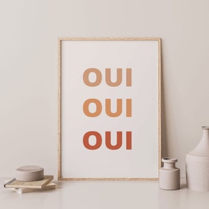 French Inspired Wall Art, Oui Oui Oui Poster, Typography Poster, Boho Prints, Printable Wall Art, Modern Wall Art, Downloadable Print,