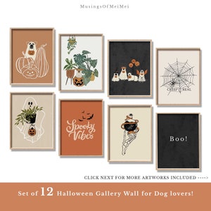 Halloween Dog Lover Print Set of 12, Spooky Ghost Dog Art (Digital Download)