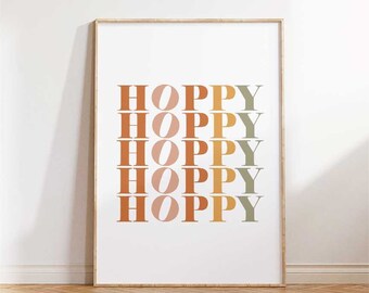 Easter Quote Wall Art, Hoppy Easter Print, Boho Easter Art, Easter Sign, Easter Printables, Easter Wall Art, Spring Wall Decor, Boho Prints