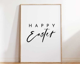 Happy Easter Sign, Printable Wall Art, Minimalist Easter Wall Decor, Easter printables, Happy Easter Printable Sign, Easter Wall Decor