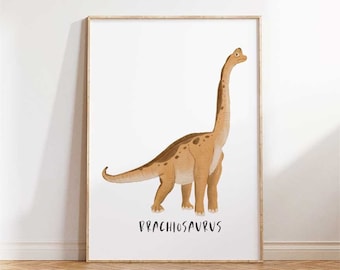 Printable Dinosaur Wall Art Brachiosaurus, Kids Room Decor, Educational Dinosaur Poster, Cute Animal Art Print, Playroom Wall Decor