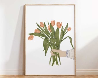 Tulip Bouquet Wall Art, Floral Wall Art, Spring Wall Decor, Printable Wall Art, Easter Decor, Easter Prints, Easter Printable, Digital Print