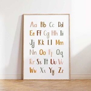 Alphabet Print, Nursery Wall Art, Nursery Alphabet Poster, Printable Wall Art, Kids Classroom Print, Toddlers Preschool Educational Print