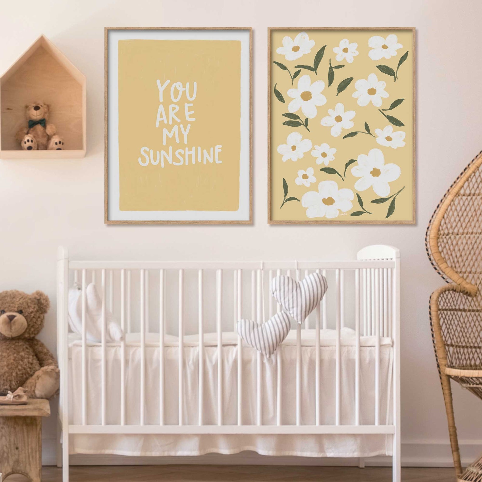 You Are My Sunshine Nursery Wall Art Pastel Yellow Nursery Etsy