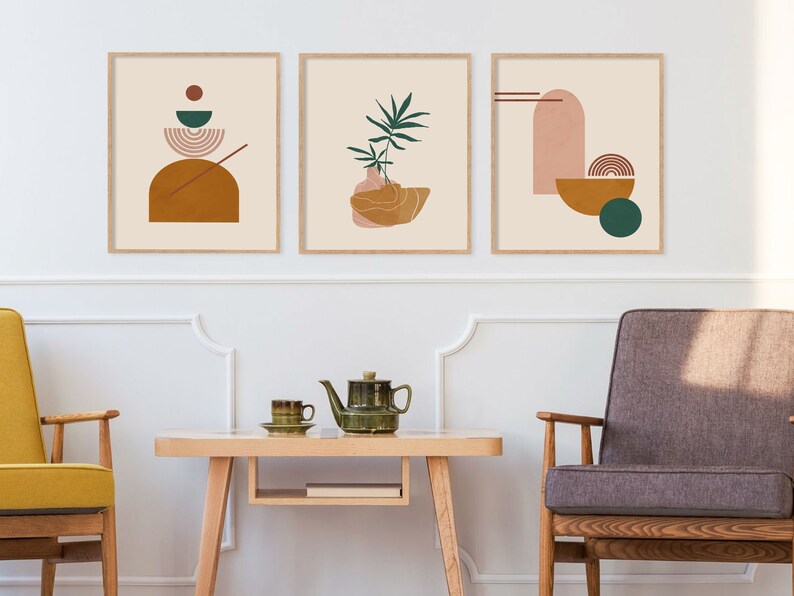 Abstract Wall Art for Above Bed Decor Gallery Wall Set of 3 Etsy