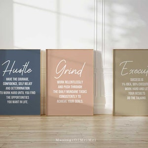 Minimalist Office Decor Wall Art, Set of 3 Inspirational Quote, Home