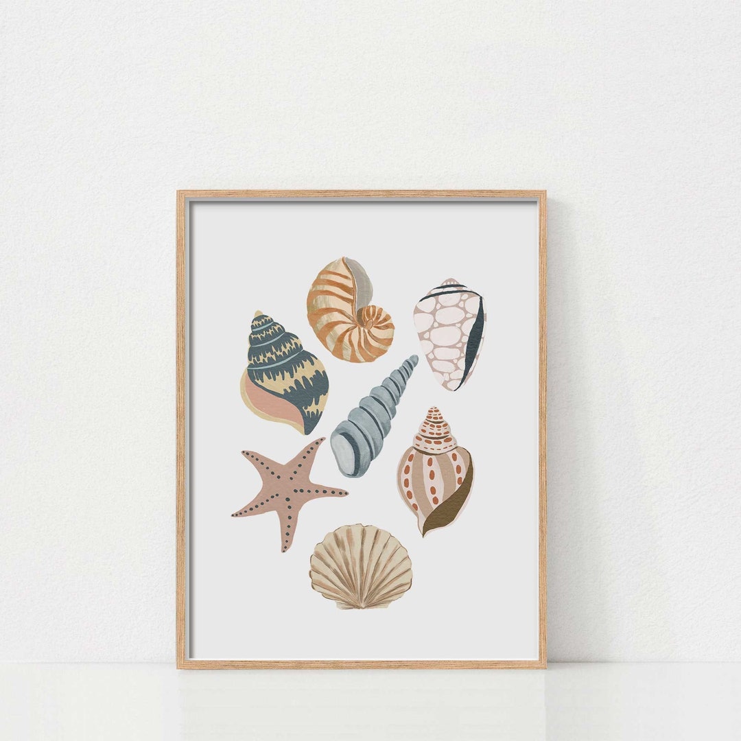 Seashell Art, Under the Sea Nursery Decor, Printable Wall Art, Ocean