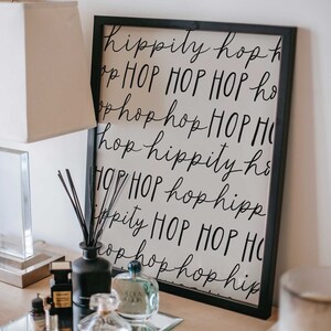 Easter Wall Art, Hippity Hop Easter Print, Minimalist Wall Art, Easter Sign, Easter Printables, Easter Wall Art, Easter Quote Print, Neutral image 3