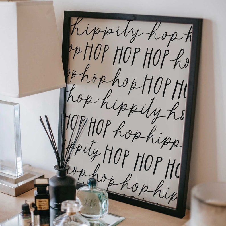 Easter Wall Art, Hippity Hop Easter Print, Minimalist Wall Art, Easter Sign, Easter Printables, Easter Wall Art, Easter Quote Print, Neutral image 3
