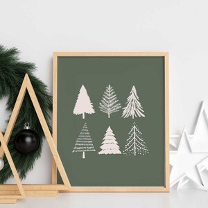 Christmas Tree Art Print, Christmas Wall Art, Neutral Christmas Art, Holiday Decor, Minimalist Christmas Art, Christmas Printables, Digital image 2