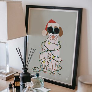 Christmas Dog Art Print, Dog Lover Christmas Print, Christmas Printables, Beagle Dog Art, Holiday Decor, Christmas Pet Art Print, Printables image 2