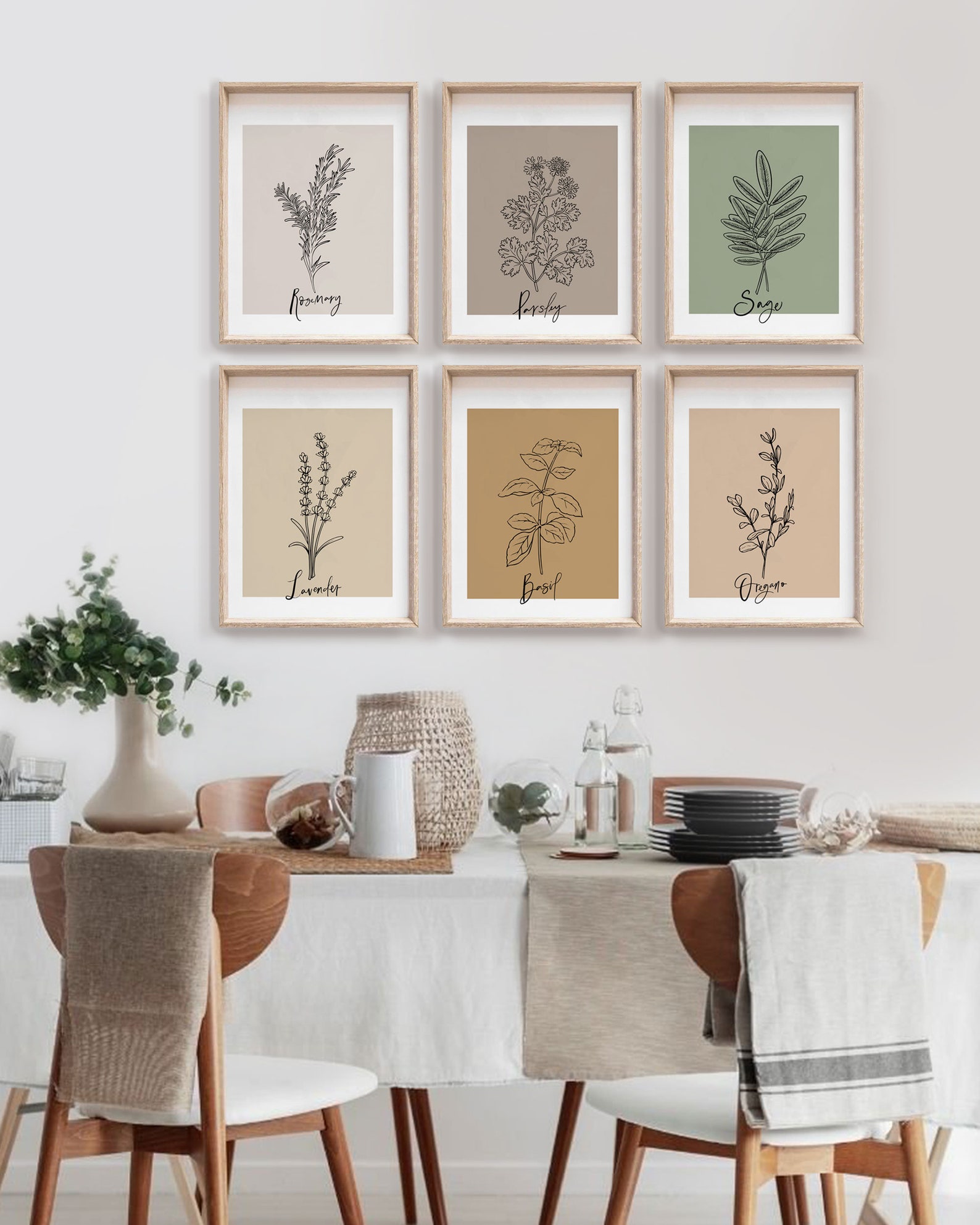 kitchen print set of 300+ prints kitchen wall art... Herb Prints Kitchen Wall Art Gallery Wall Set of 6 | Etsy