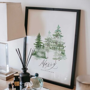 Christmas Tree Print, Snowy Christmas Trees, Watercolor Christmas Print, Christmas Art, Winter Forest Print, Printable Wall Art, Pine Trees image 2