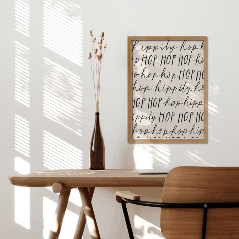 Easter Wall Art, Hippity Hop Easter Print, Minimalist Wall Art, Easter Sign, Easter Printables, Easter Wall Art, Easter Quote Print, Neutral image 7