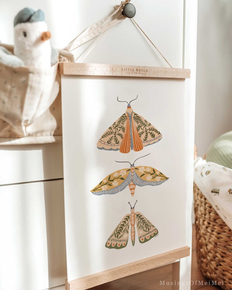 Moth Print, Printable Wall Art, Spring Wall Decor, Floral Wall Art, Boho Prints, Instant Download, Easter Printables, Butterfly Wall Art image 7