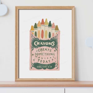 Playful Retro Crayon Printable Art for Kids’ Room Decor, Whimsical Kids Playroom Decor, Inspirational Kid's Print, Colorful Crayons Print imagen 4