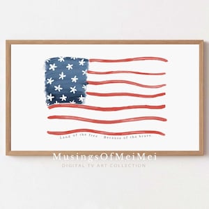Samsung Frame Tv Art, American Flag, 4th of July Tv Art, Watercolor Art for Frame Tv, Independence Day Tv Art, Red Blue White Frame Tv Art