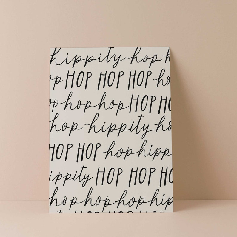 Easter Wall Art, Hippity Hop Easter Print, Minimalist Wall Art, Easter Sign, Easter Printables, Easter Wall Art, Easter Quote Print, Neutral image 8