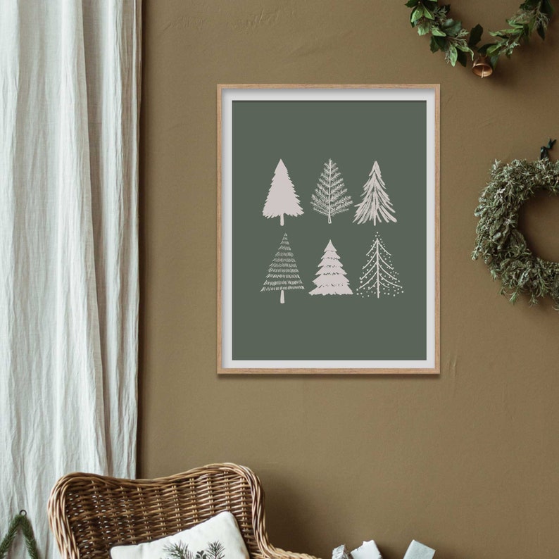 Christmas Tree Art Print, Christmas Wall Art, Neutral Christmas Art, Holiday Decor, Minimalist Christmas Art, Christmas Printables, Digital image 4