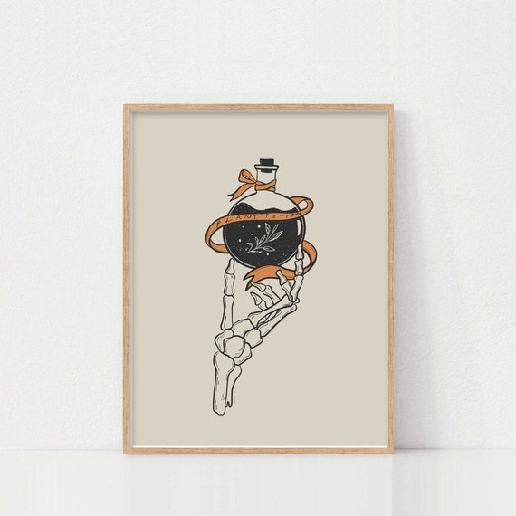 Halloween Art, Printable Wall Art, Halloween Wall Decor, Spooky Skeleton Art, Halloween Printable Wall Art, Vintage Halloween Print, Digital