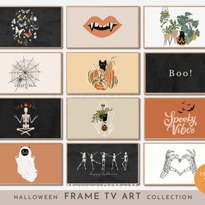 Halloween Samsung Frame Tv Art, Set of 12, Samsung Tv Art, Art for TV, Frame Art Tv, Halloween Ghost Tv Art, Vintage Halloween TV Art