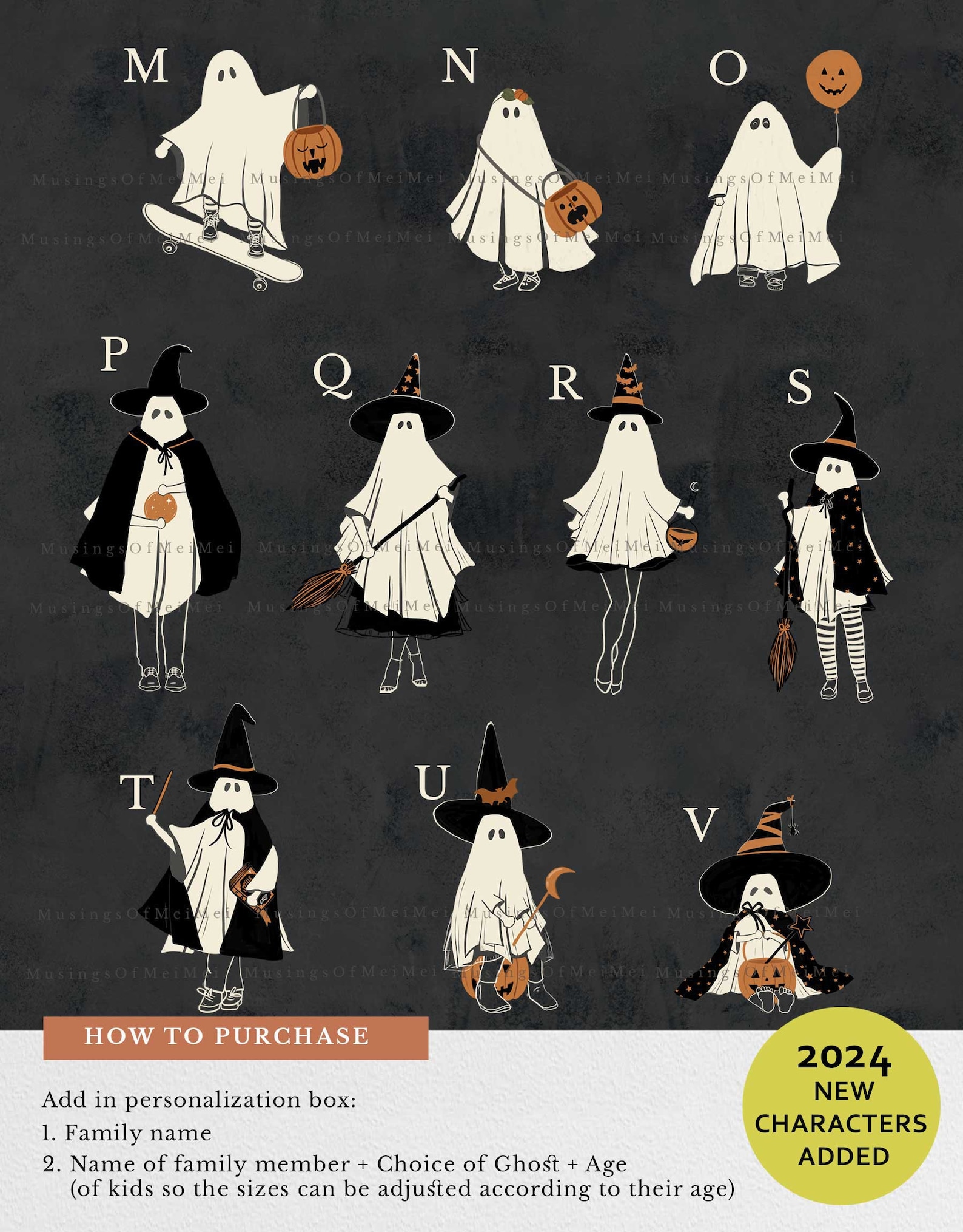 Halloween Family Portrait, Personalized Family Print, Halloween ...