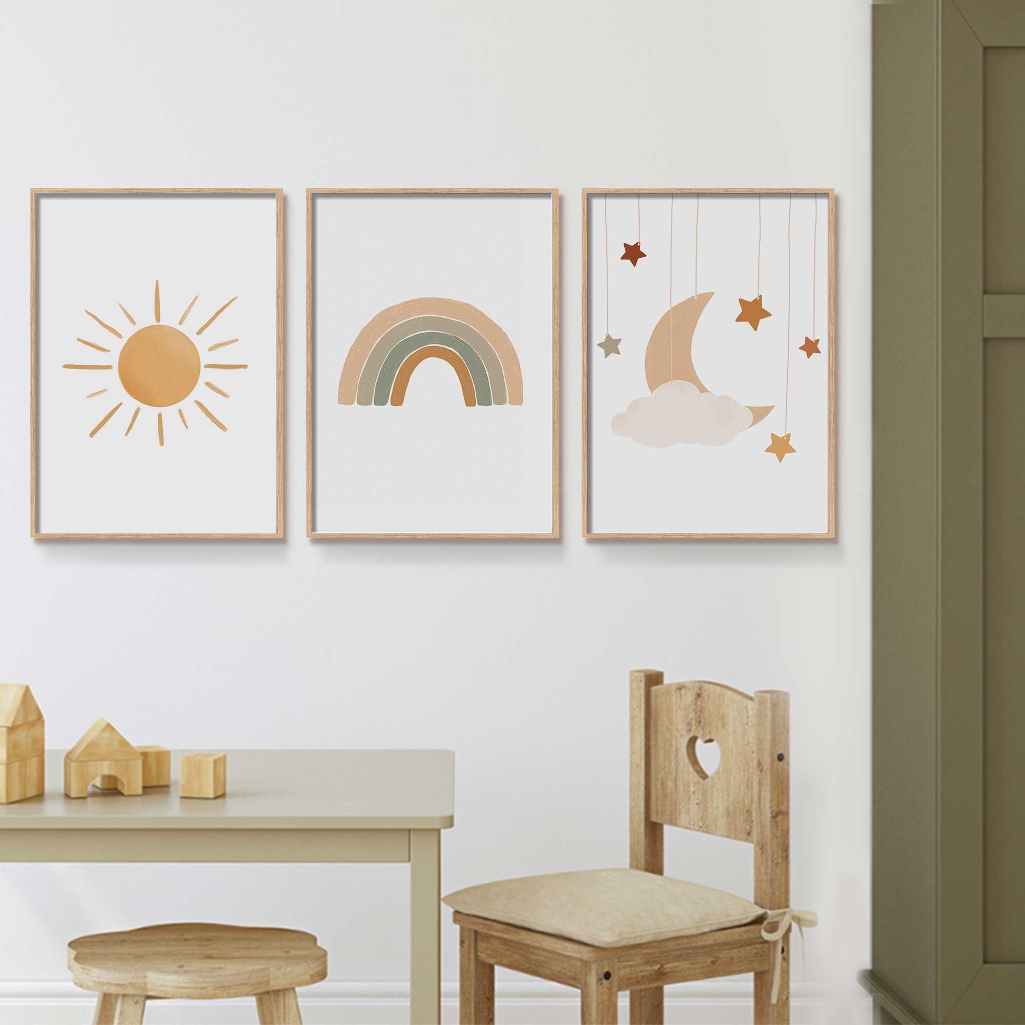 Boho Rainbow Nursery Wall Art Set, Printable Wall Art, You Are My ...