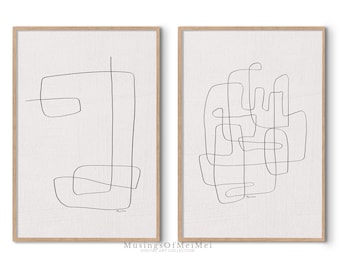 Abstract Lines Printable Art Set of 2 Prints for Minimalist Home Decor, Modern Office Wall Decor, Minimalist Lines Prints, Digital Download