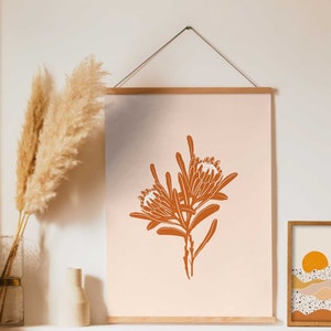 Flower Wall Art, Protea Print, Printable Wall Art, Botanical Wall Art, Boho Wall Art, Protea Flower Wall Art, Terracotta Color Print image 3