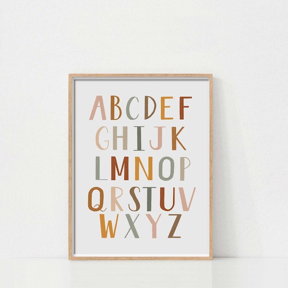 Alphabet Poster, Neutral Boho Nursery, Neutral Alphabet Poster , Printable Wall Art, Kids Room Decor, Nursery Posters, Educational Posters