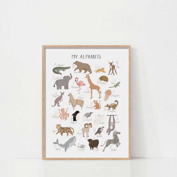 Animal Alphabet Poster Printable Wall Art ABC Poster | Etsy