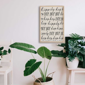 Easter Wall Art, Hippity Hop Easter Print, Minimalist Wall Art, Easter Sign, Easter Printables, Easter Wall Art, Easter Quote Print, Neutral image 5