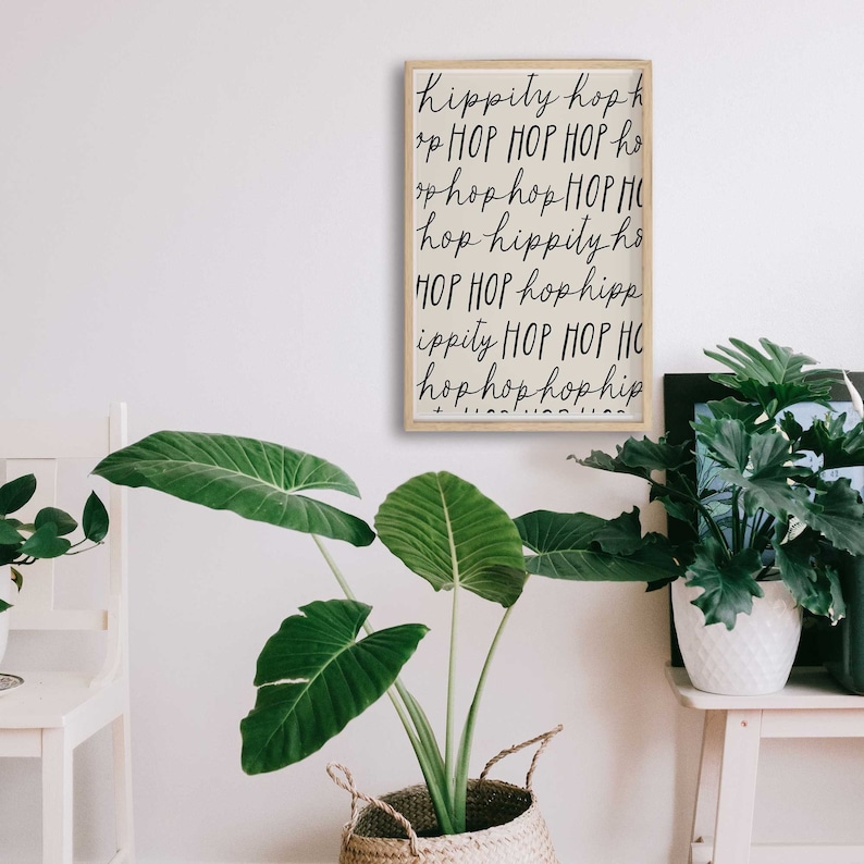 Easter Wall Art, Hippity Hop Easter Print, Minimalist Wall Art, Easter Sign, Easter Printables, Easter Wall Art, Easter Quote Print, Neutral image 5