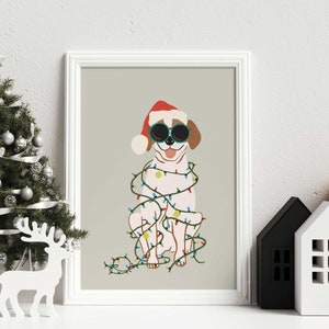 Christmas Dog Art Print, Dog Lover Christmas Print, Christmas Printables, Beagle Dog Art, Holiday Decor, Christmas Pet Art Print, Printables image 3