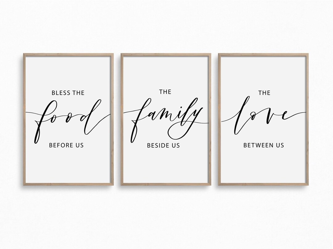 Kitchen Gallery Wall Art Prints, Bless the Food, Printable Wall Art