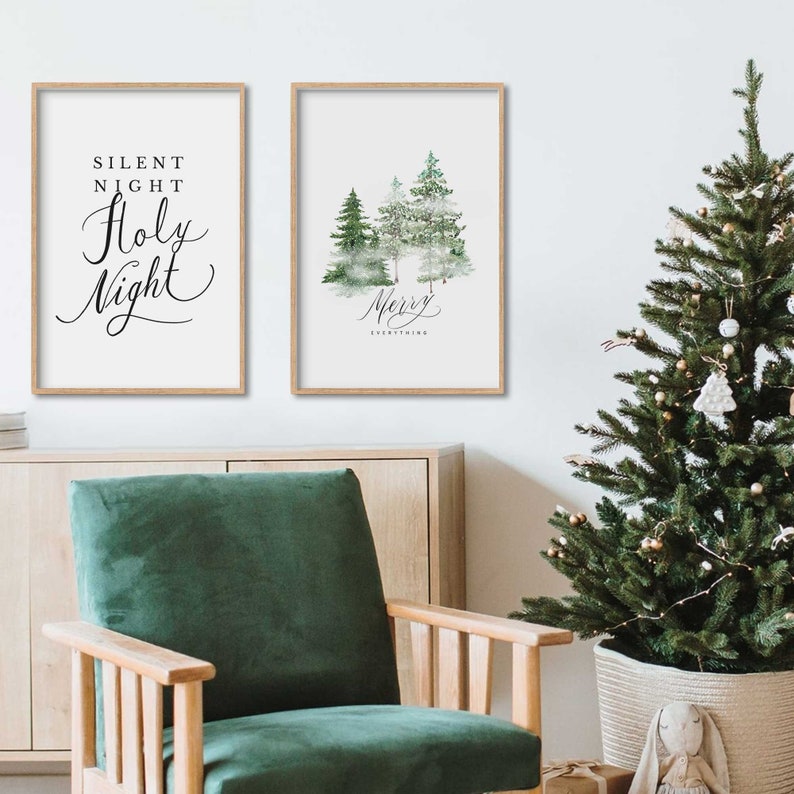 Christmas Tree Print, Snowy Christmas Trees, Watercolor Christmas Print, Christmas Art, Winter Forest Print, Printable Wall Art, Pine Trees image 6