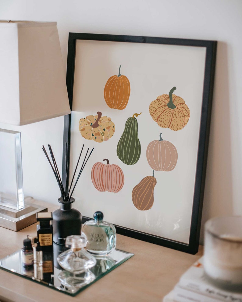 Autumn Pumpkin Wall Art, Autumn Art, Boho Prints, Printable Wall Art, Halloween Pumpkin Print, Fall Pumpkin Print, Cute Pumpkin Wall Art image 7