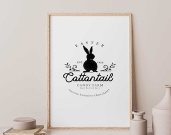 Rustikaler Oster Print, Osterhase auf dem Bauernhof, druckbare Wandkunst, Osterdekor für das Osterhaus, Oster Printables, minimalistische Osterkunst, digital
