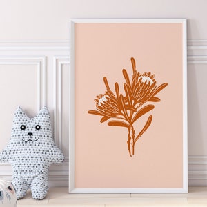 Flower Wall Art, Protea Print, Printable Wall Art, Botanical Wall Art, Boho Wall Art, Protea Flower Wall Art, Terracotta Color Print image 7