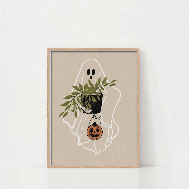 Halloween Art Print, Plant Lover Halloween Wall Art, Halloween Poster, Halloween Decor for Crazy Plant Lady, Printable Halloween Wall Art 