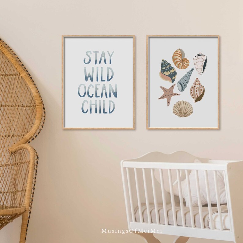 Seashell Art Under the Sea Nursery Decor Printable Wall Art Etsy