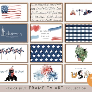 4th of July TV Art Set, Patriotic Digital Wall Art, Independence Day Decor, Americana Printable Collection, Set of 12, Instant Download