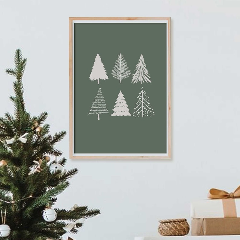 Christmas Tree Art Print, Christmas Wall Art, Neutral Christmas Art, Holiday Decor, Minimalist Christmas Art, Christmas Printables, Digital image 8