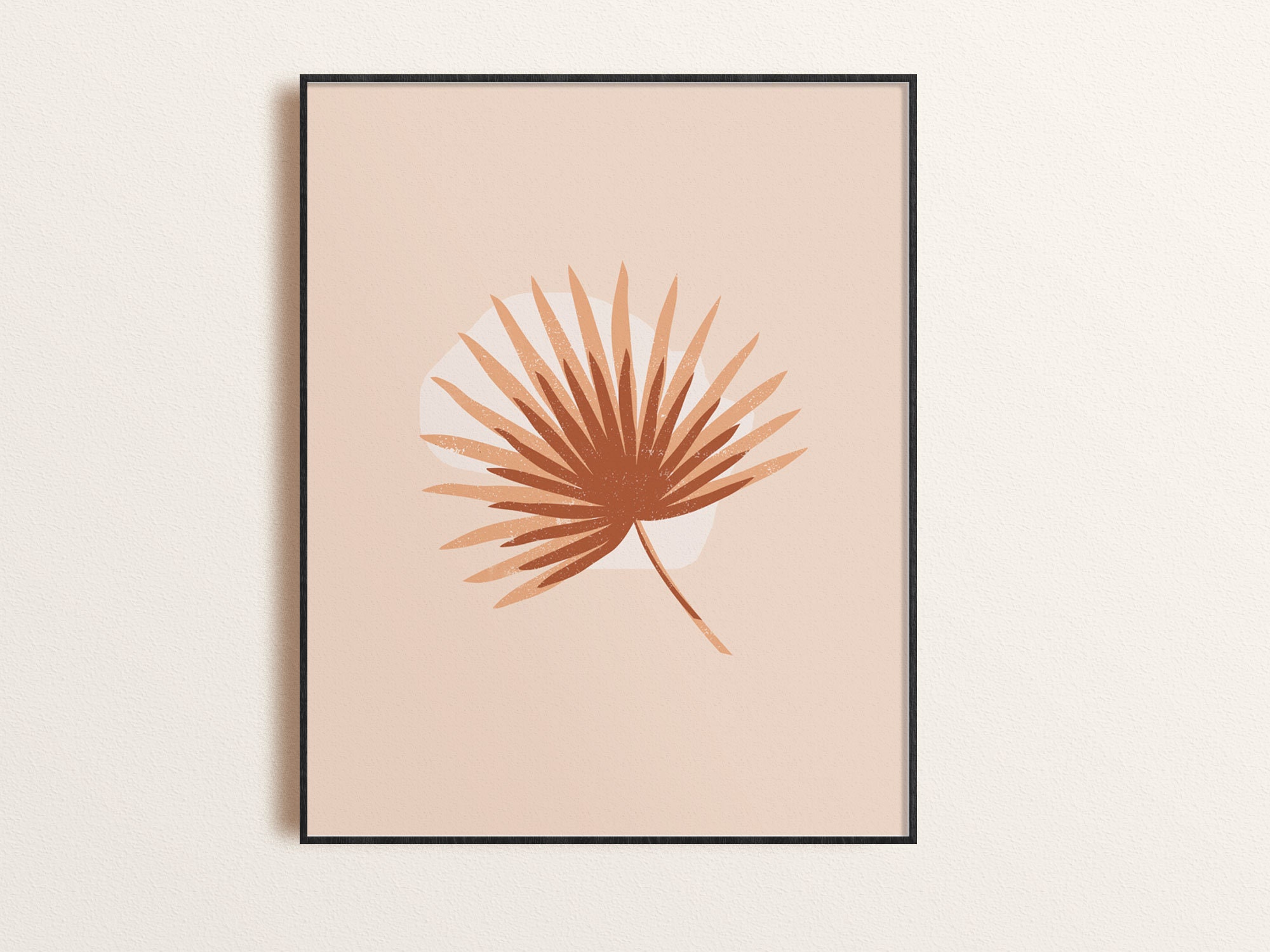 Abstract Leave Wall Printable Art Boho Art Print Living Room Wall Art Minimalist Decor Boho Fan Palm Botanical Print in Terracotta Color