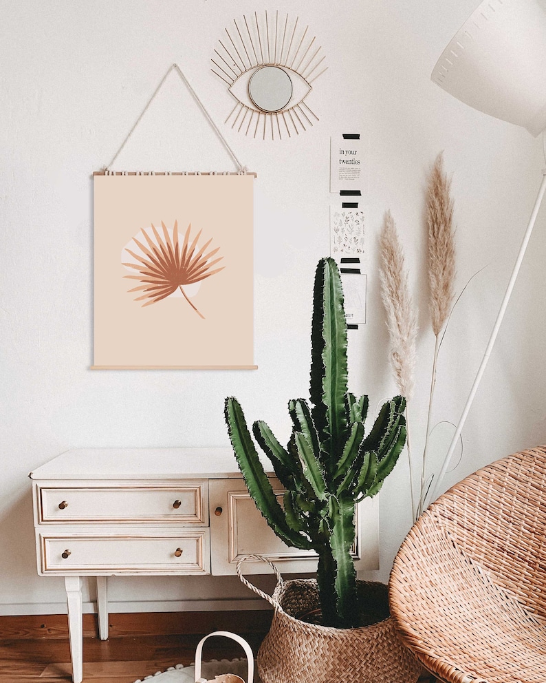 Abstract Leave Wall Printable Art Boho Art Print Living Room Wall Art Minimalist Decor Boho Fan Palm Botanical Print in Terracotta Color